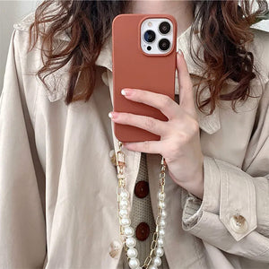 VILZSTUDIOS Stylish phone case with pearl chain design