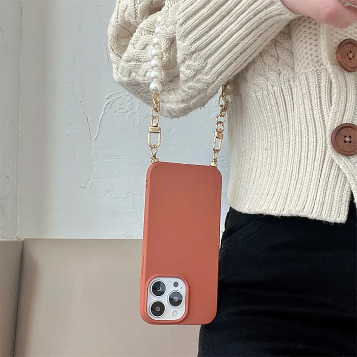 VILZSTUDIOS Stylish phone case with pearl chain design