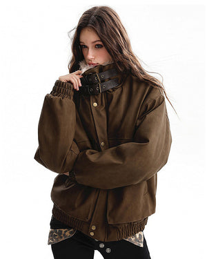 VILZSTUDIOS Stylish aviator jacket with faux fur collar and pockets