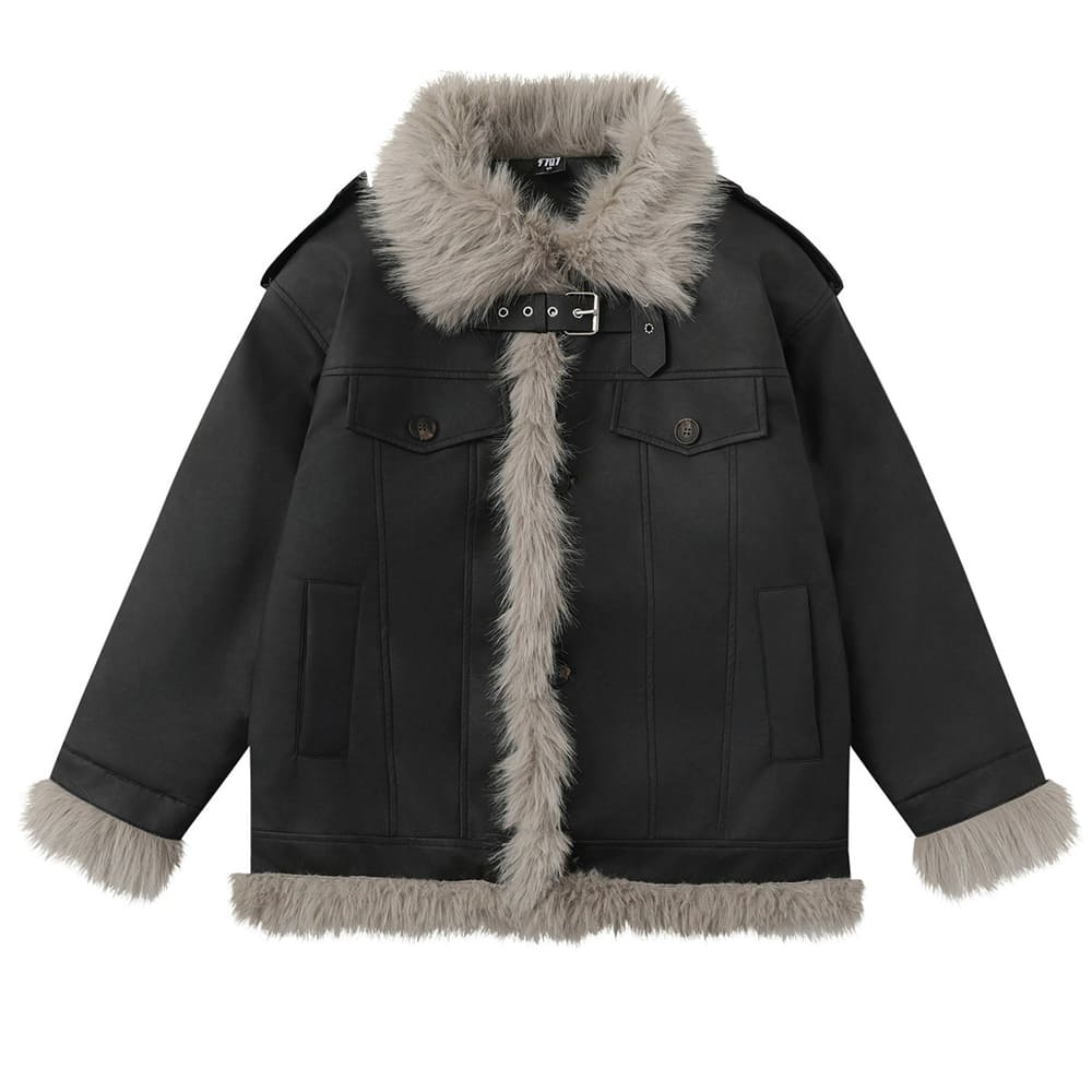 VILZSTUDIOS Stylish aviator jacket with fur trim