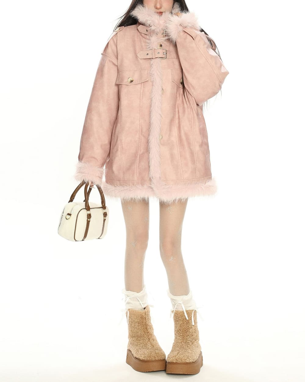 VILZSTUDIOS Stylish aviator jacket with fur trim