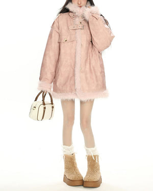 VILZSTUDIOS Stylish aviator jacket with fur trim