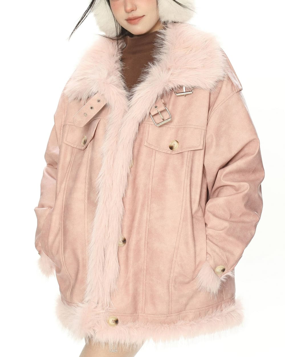 VILZSTUDIOS Stylish aviator jacket with fur trim