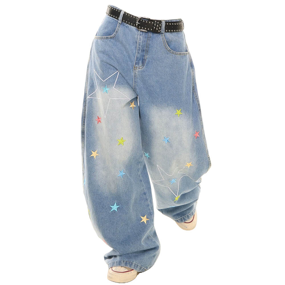 VILZSTUDIOS Baggy jeans with star embroidery design