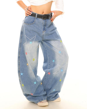 VILZSTUDIOS Baggy jeans with star embroidery design