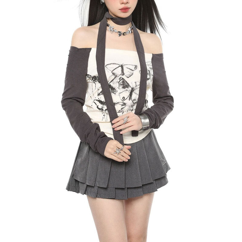 VILZSTUDIOS Stylish long sleeve top with bardot neckline