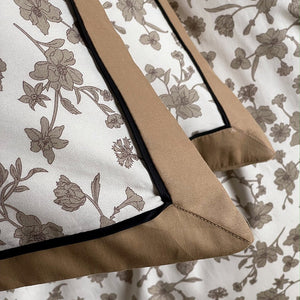 VILZSTUDIOS pale beige wave print bedding set with solid camel-tan reverse