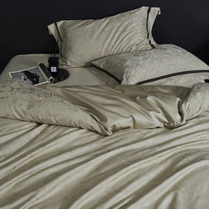 VILZSTUDIOS steel grey bird and botanical damask duvet cover set with charcoal flange borders