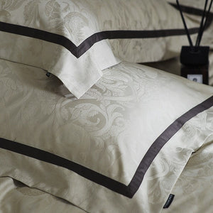 VILZSTUDIOS steel grey bird and botanical damask duvet cover set with charcoal flange borders
