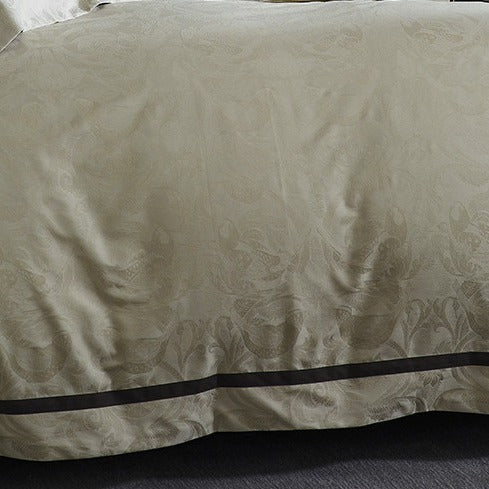 VILZSTUDIOS steel grey bird and botanical damask duvet cover set with charcoal flange borders