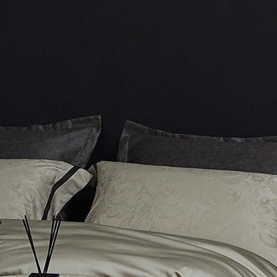 VILZSTUDIOS steel grey bird and botanical damask duvet cover set with charcoal flange borders