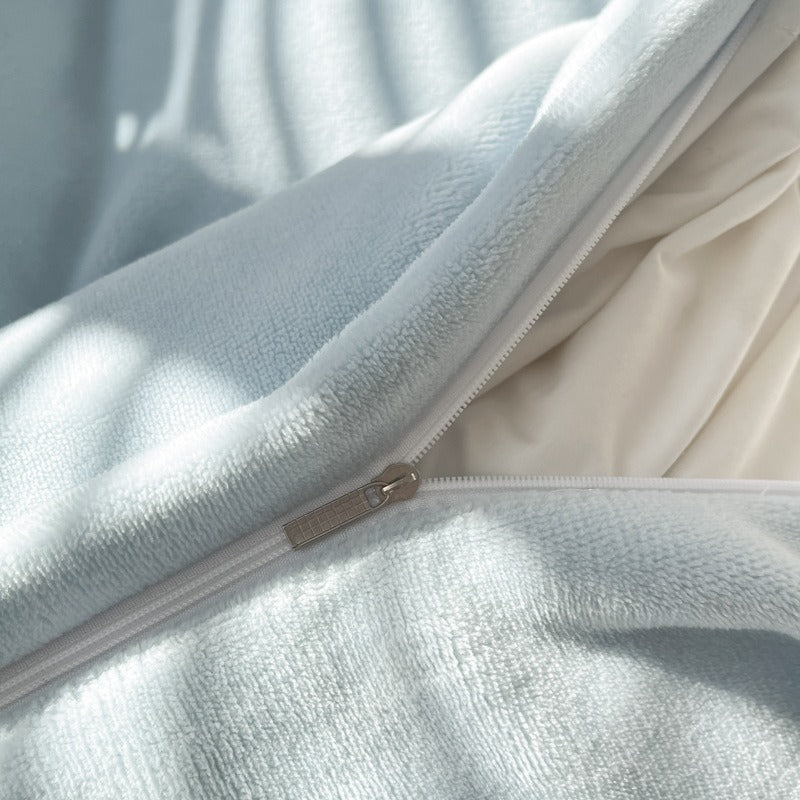 VILZSTUDIOS pastel fleece bedding set with textured black bows and matching bow pillowcases
