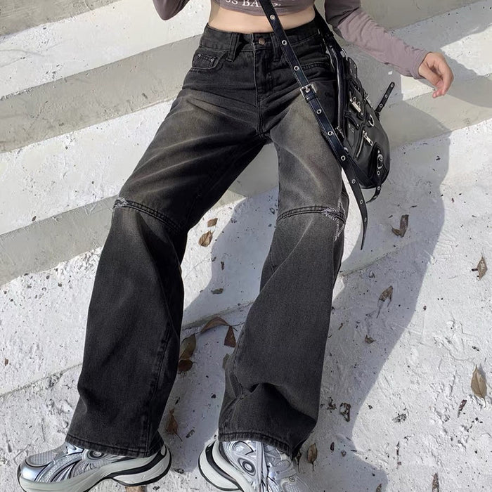 VILZSTUDIOS Black ripped knee denim jeans for stylish streetwear