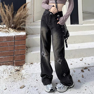 VILZSTUDIOS Black ripped knee denim jeans for stylish streetwear