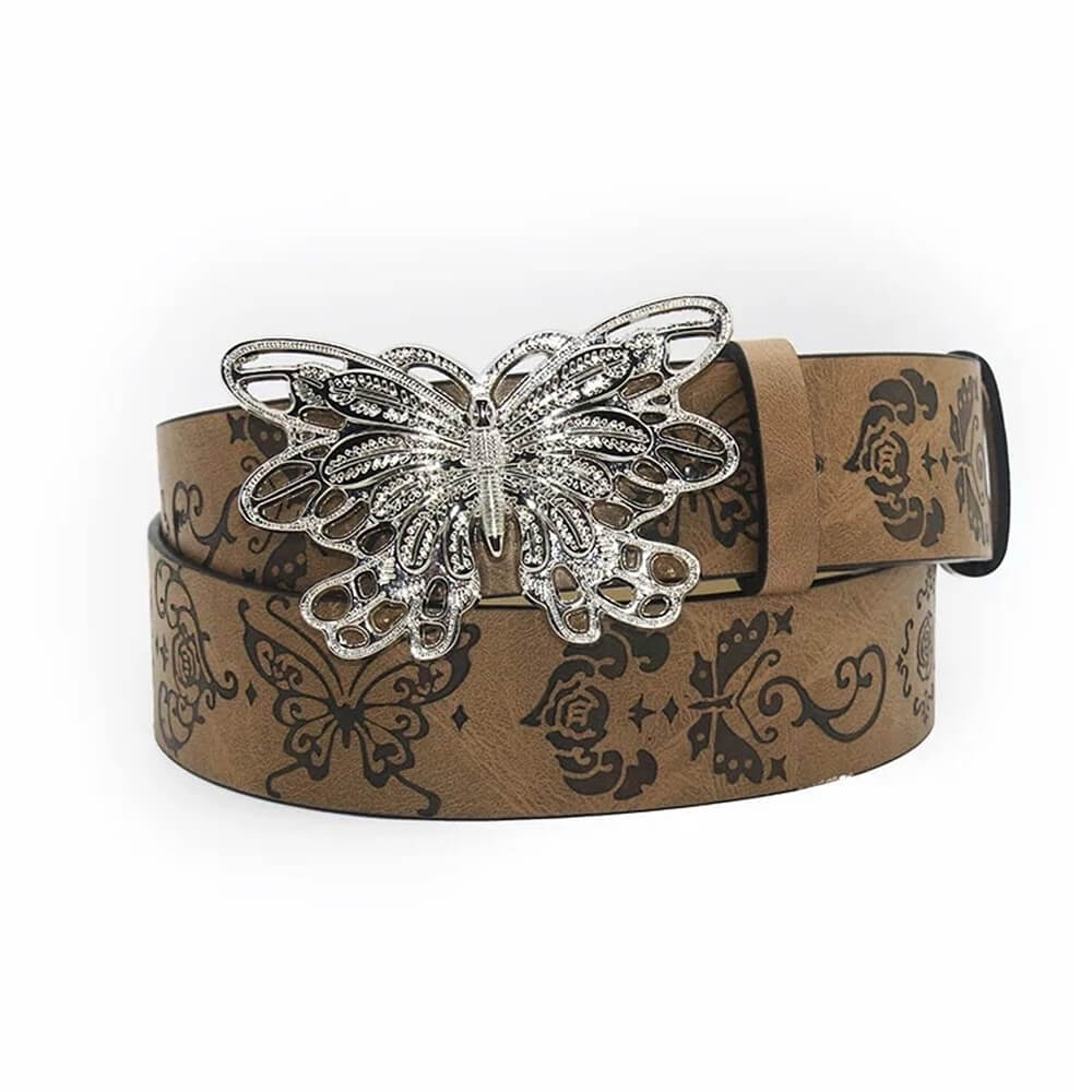VILZSTUDIOS Vegan leather belt with butterfly buckle