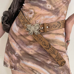 VILZSTUDIOS Vegan leather belt with butterfly buckle