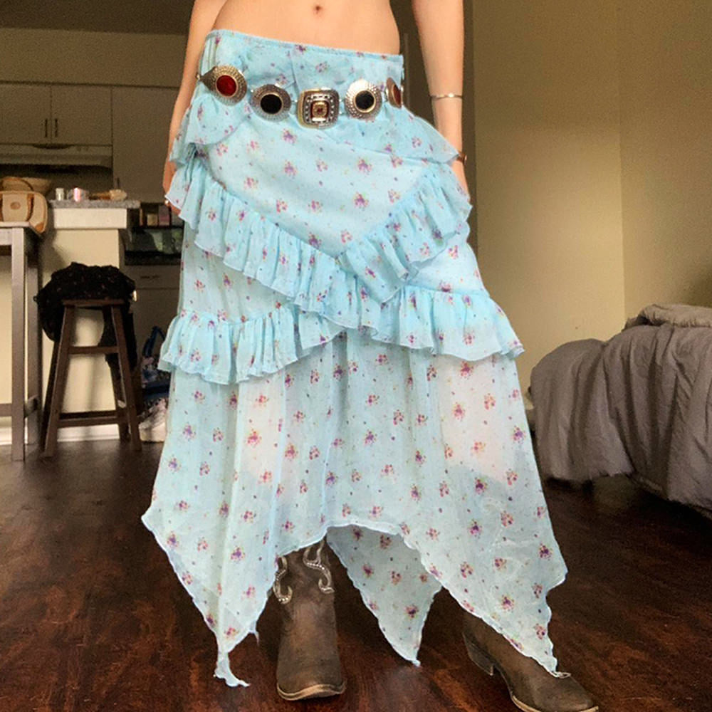 VILZSTUDIOS Floral layered maxi skirt by VILZSTUDIOS