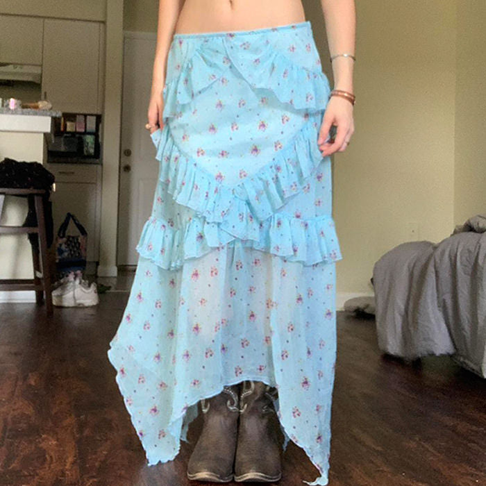 VILZSTUDIOS Floral layered maxi skirt by VILZSTUDIOS