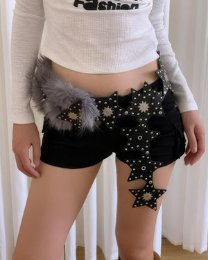 VILZSTUDIOS Stylish star-embellished vegan leather belt