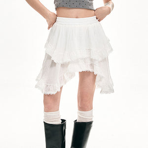 VILZSTUDIOS Asymmetric lace ruffle skirt for bohemian style