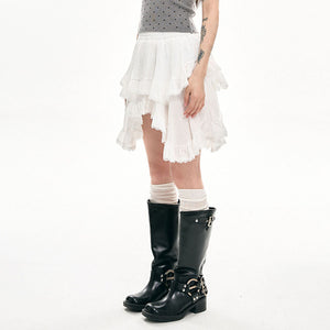 VILZSTUDIOS Asymmetric lace ruffle skirt for bohemian style