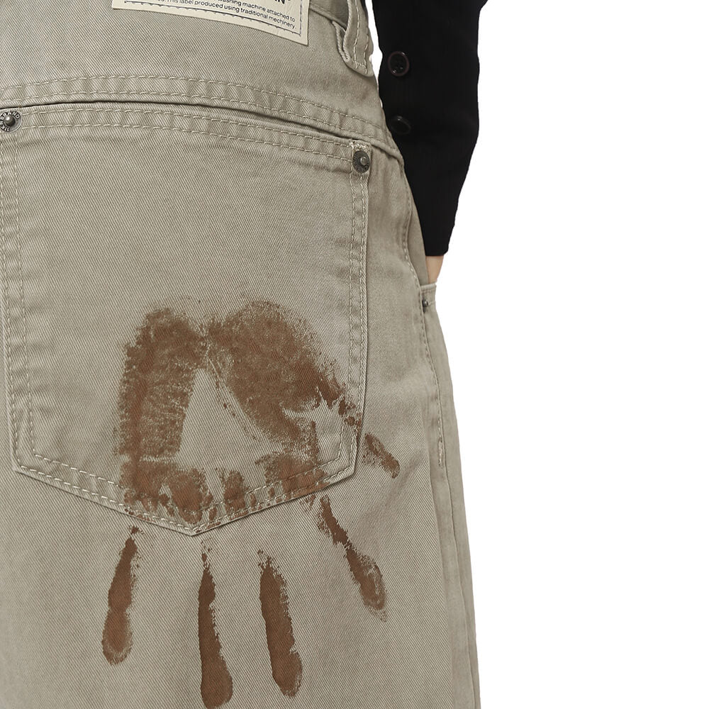 VILZSTUDIOS Bold Handprint Relaxed Wide-Leg Jeans product image