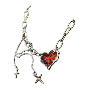 VILZSTUDIOS Stylish heart stone chain necklace with charms