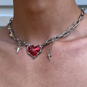 VILZSTUDIOS Stylish heart stone chain necklace with charms