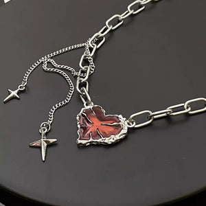 VILZSTUDIOS Stylish heart stone chain necklace with charms