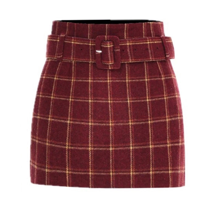 VILZSTUDIOS Stylish plaid A-line skirt in red