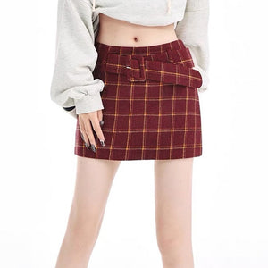 VILZSTUDIOS Stylish plaid A-line skirt in red