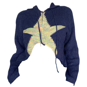 VILZSTUDIOS Cropped zip-up hoodie with star print design