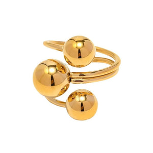 VILZSTUDIOS Adjustable triple ball statement ring for stylish accessories