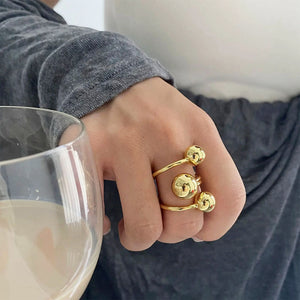 VILZSTUDIOS Adjustable triple ball statement ring for stylish accessories
