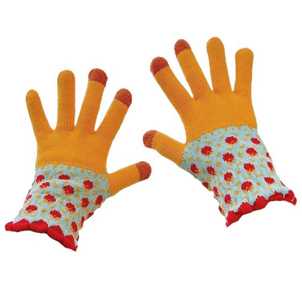 VILZSTUDIOS Stylish knit gloves with floral design