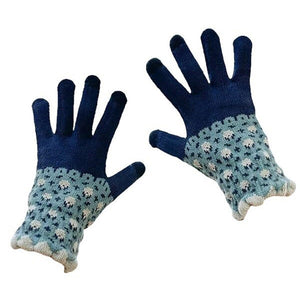 VILZSTUDIOS Stylish knit gloves with floral design