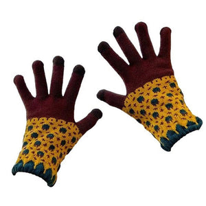 VILZSTUDIOS Stylish knit gloves with floral design