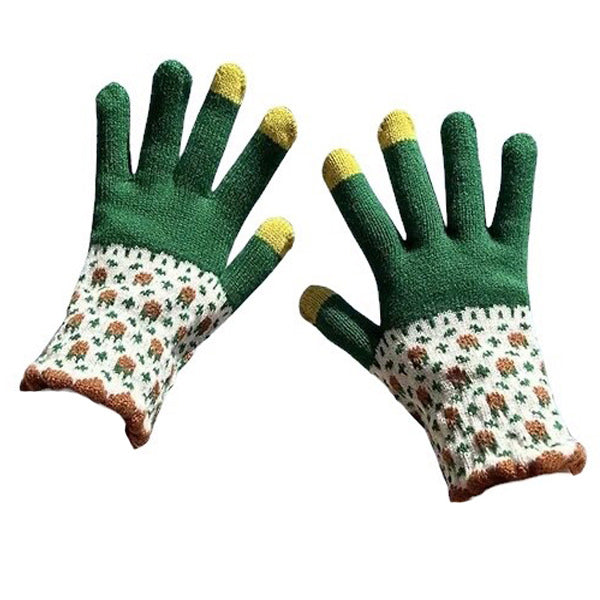 VILZSTUDIOS Stylish knit gloves with floral design