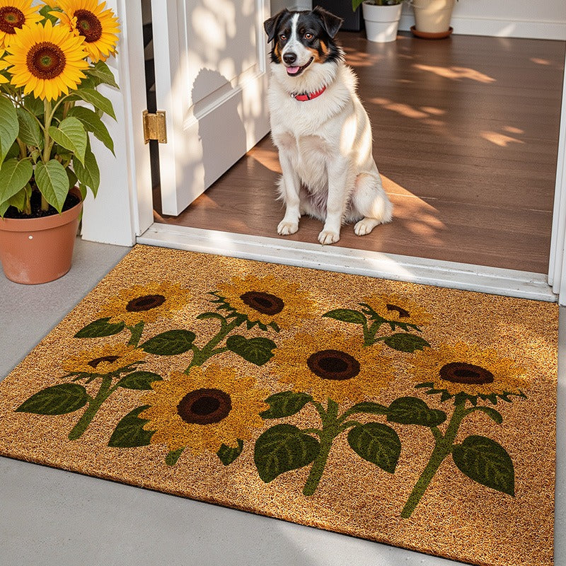 VILZSTUDIOS natural tan door mat with colorful botanical print options