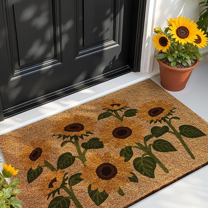 VILZSTUDIOS natural tan door mat with colorful botanical print options