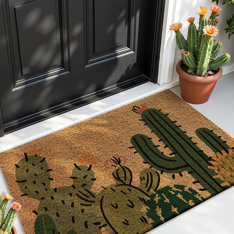 VILZSTUDIOS natural tan door mat with colorful botanical print options