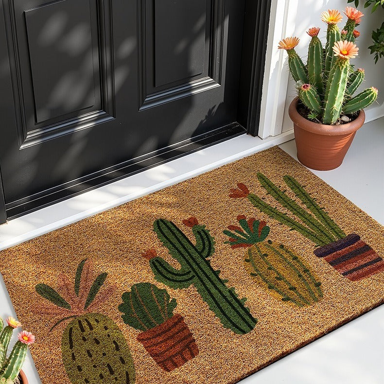 VILZSTUDIOS natural tan door mat with colorful botanical print options