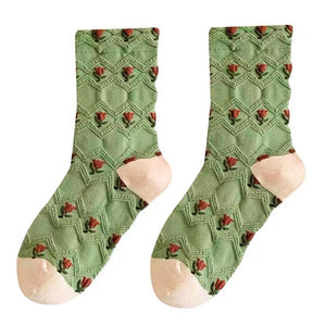 VILZSTUDIOS Stylish floral embroidery socks for everyday wear