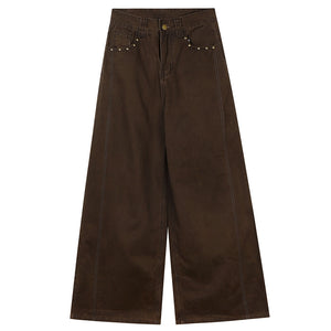 VILZSTUDIOS Brown wide-leg star pocket trousers for streetwear fashion