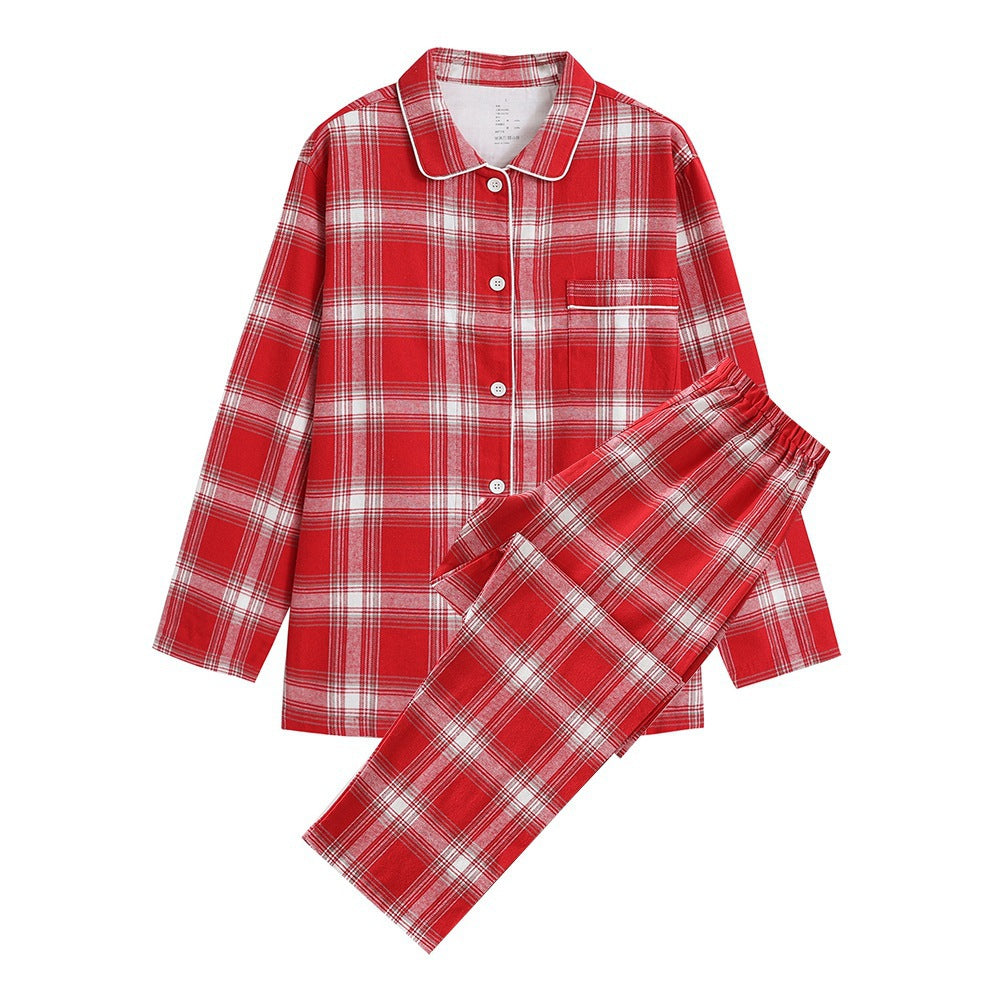 VILZSTUDIOS Assorted neutral, blue, red, cream, and pink cotton pajama sets with solid or checked fabric and contrast piping