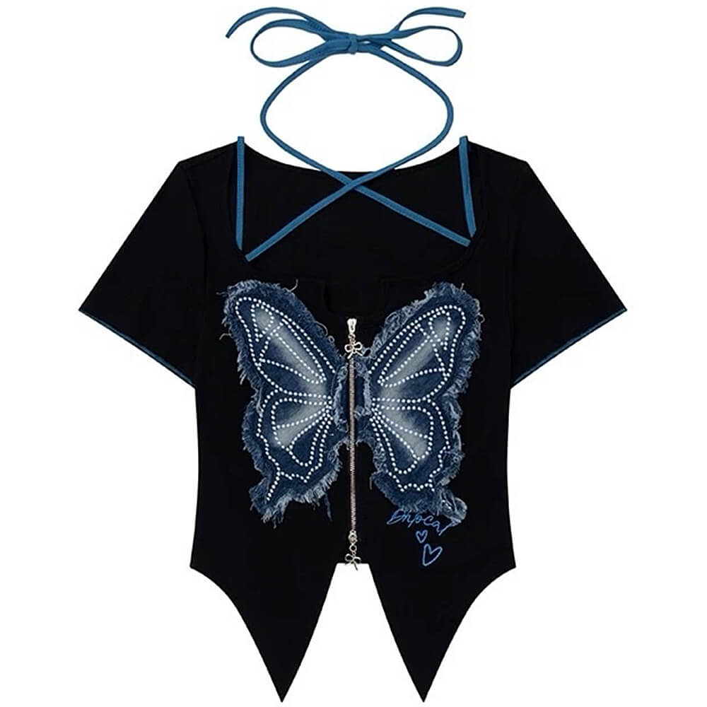 VILZSTUDIOS Fashionable Y2K butterfly cutout top for trendy styles