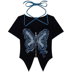 VILZSTUDIOS Fashionable Y2K butterfly cutout top for trendy styles