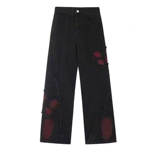 VILZSTUDIOS butterfly design grunge denim jeans