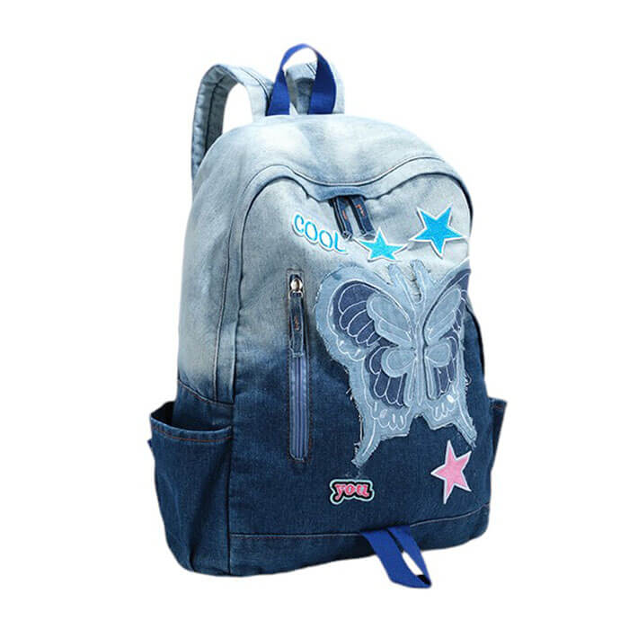 VILZSTUDIOS Y2K denim backpack with butterfly and star patches