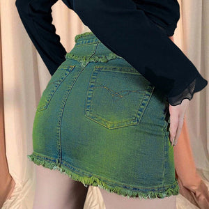 VILZSTUDIOS Denim skirt featuring butterfly design